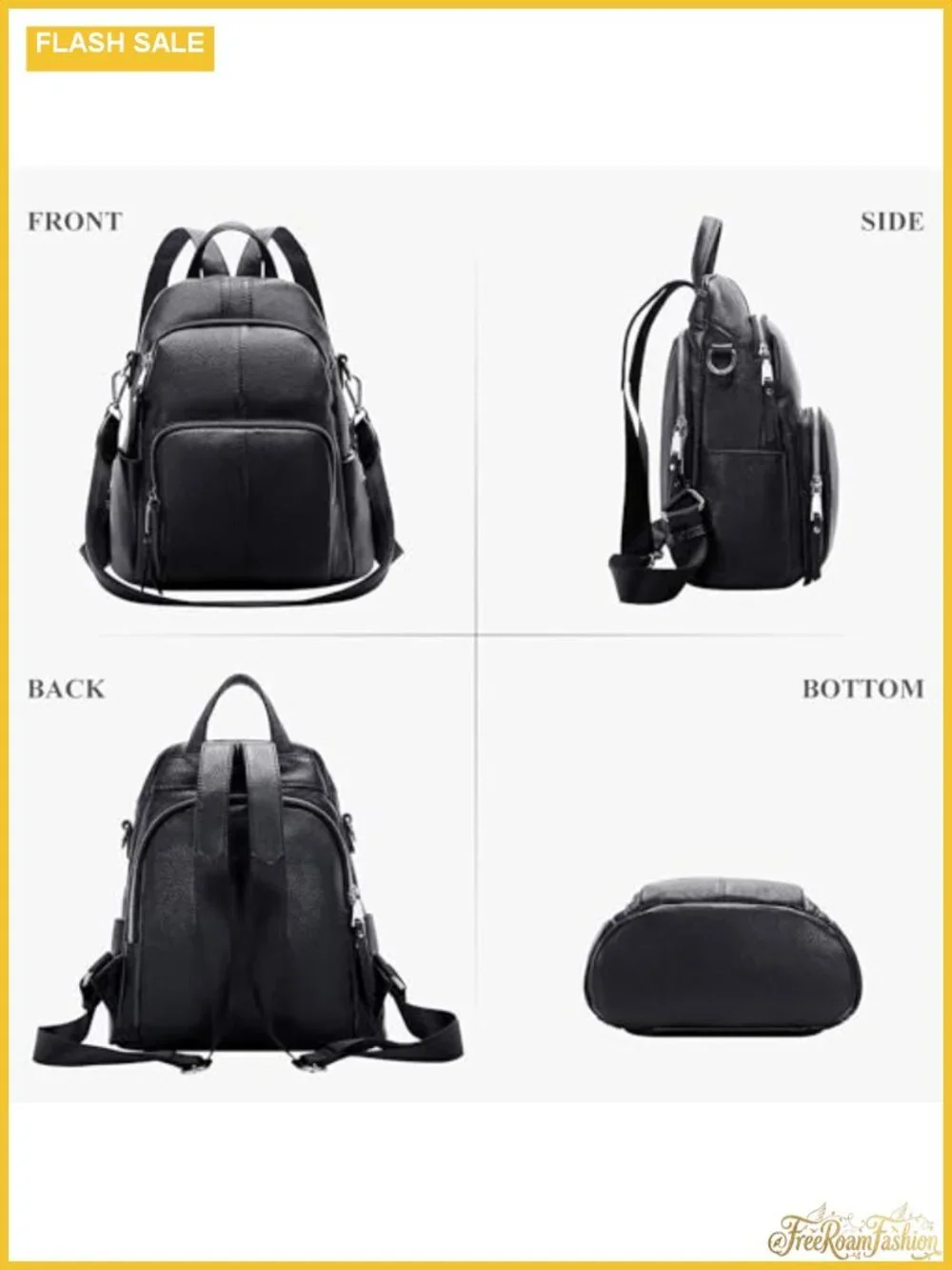 Genuine Leather Convertible Backpack for Women Anti-Theft Daypack